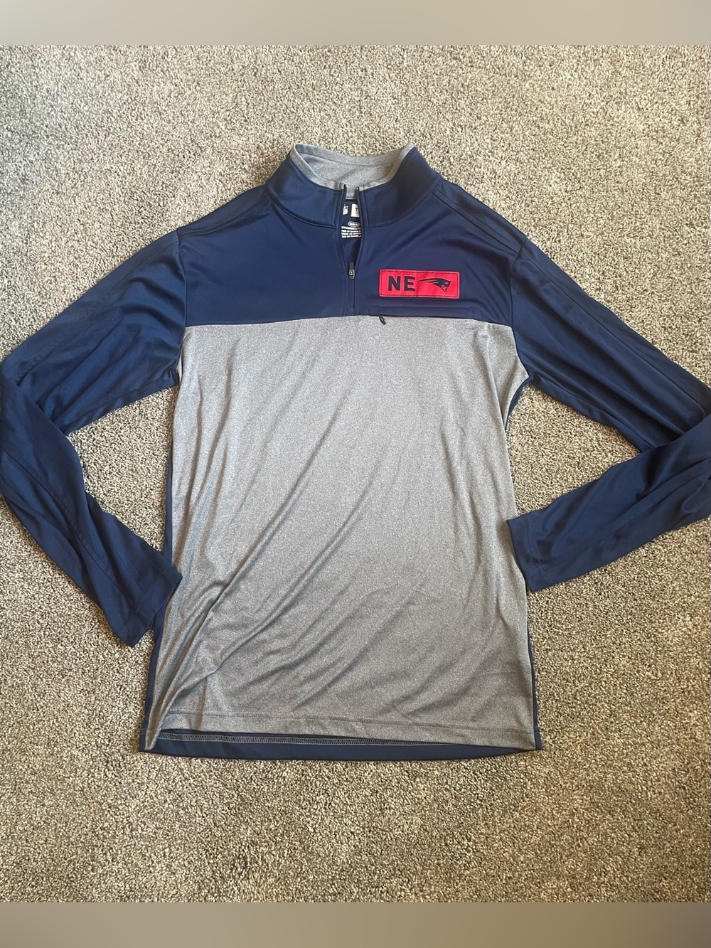 New England Patriots NFL Navy & Gray Quarter-Zip Performance Long-Sleeve Medium